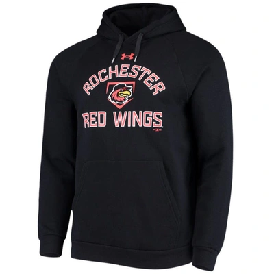 Shop Under Armour Black Rochester Red Wings All Day Raglan Fleece Pullover Hoodie