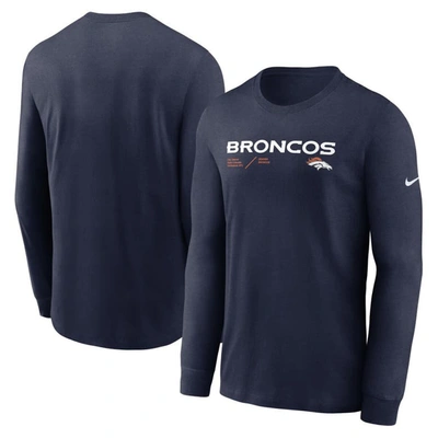 Shop Nike Navy Denver Broncos Sideline Infograph Lock Up Performance Long Sleeve T-shirt