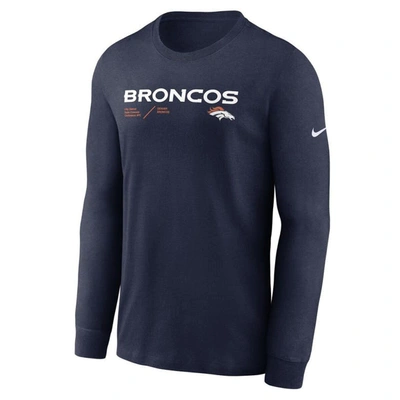 Shop Nike Navy Denver Broncos Sideline Infograph Lock Up Performance Long Sleeve T-shirt