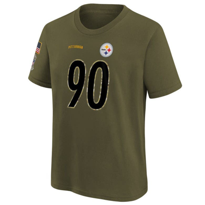 Shop Nike Youth  Olive Pittsburgh Steelers 2022 Salute To Service Name & Number T-shirt