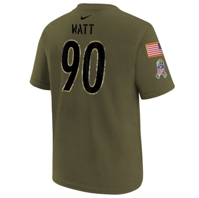 Shop Nike Youth  Olive Pittsburgh Steelers 2022 Salute To Service Name & Number T-shirt
