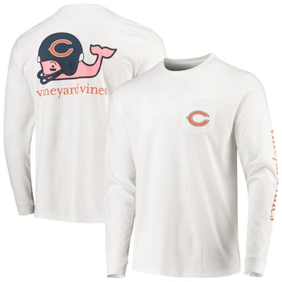 Shop Vineyard Vines White Chicago Bears Whale Helmet Long Sleeve T-shirt