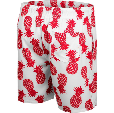 Shop Colosseum White/scarlet Nebraska Huskers Pineapple Swim Shorts