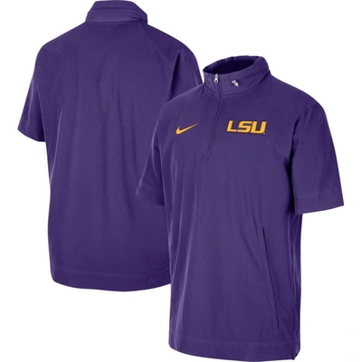 Shop Nike Purple Lsu Tigers Coaches Half-zip Short Sleeve Jacket