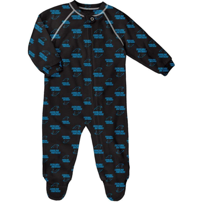 Shop Outerstuff Newborn Black Carolina Panthers Allover Print Raglan Full-zip Jumper