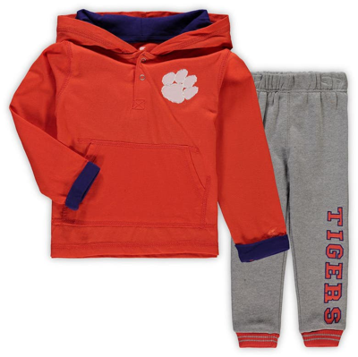 Shop Colosseum Toddler  Orange/heathered Gray Clemson Tigers Poppies Hoodie And Sweatpants Set