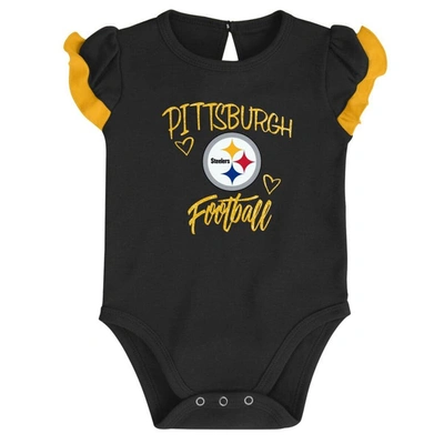 Shop Outerstuff Newborn & Infant Black/gold Pittsburgh Steelers Too Much Love Two-piece Bodysuit Set