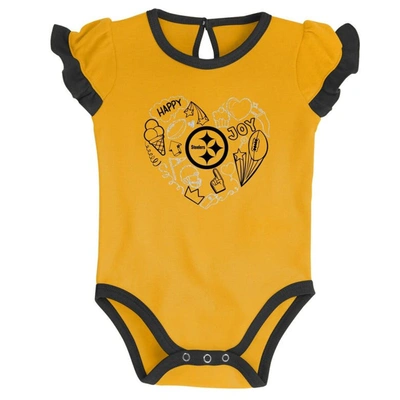 Shop Outerstuff Newborn & Infant Black/gold Pittsburgh Steelers Too Much Love Two-piece Bodysuit Set