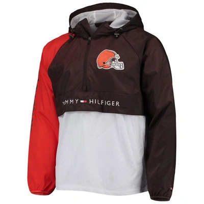 Shop Tommy Hilfiger Brown/orange Cleveland Browns Raglan Half-zip Pullover Top
