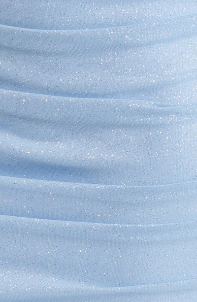 Shop Jump Apparel Glitter Matte Ruched Jersey Dress In Light Blue