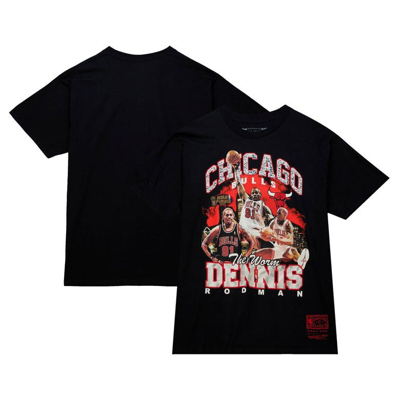Shop Mitchell & Ness Dennis Rodman Black Chicago Bulls Hardwood Classics Bling Concert Player T-shirt