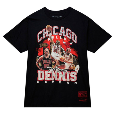 Shop Mitchell & Ness Dennis Rodman Black Chicago Bulls Hardwood Classics Bling Concert Player T-shirt