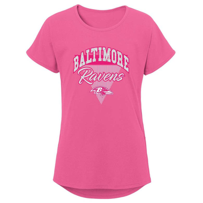 Shop Outerstuff Girls Youth Pink Baltimore Ravens Playtime Dolman T-shirt