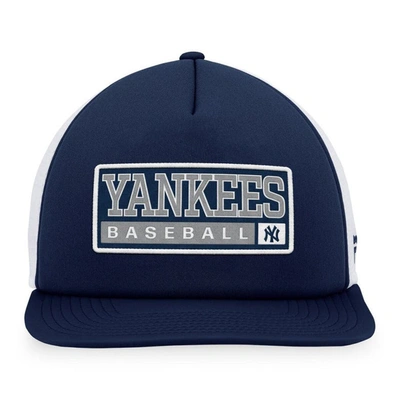 Shop Majestic Navy/white New York Yankees Foam Trucker Snapback Hat