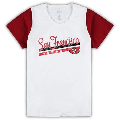 Shop Concepts Sport White/scarlet San Francisco 49ers Plus Size Downfield T-shirt & Shorts Sleep Set