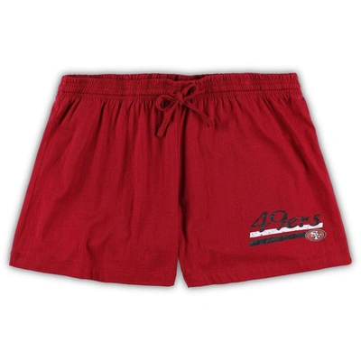 Shop Concepts Sport White/scarlet San Francisco 49ers Plus Size Downfield T-shirt & Shorts Sleep Set