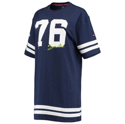 Shop Tommy Hilfiger College Navy Seattle Seahawks Clair Half-sleeve Dress