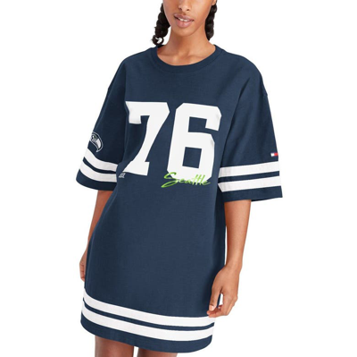 Shop Tommy Hilfiger College Navy Seattle Seahawks Clair Half-sleeve Dress