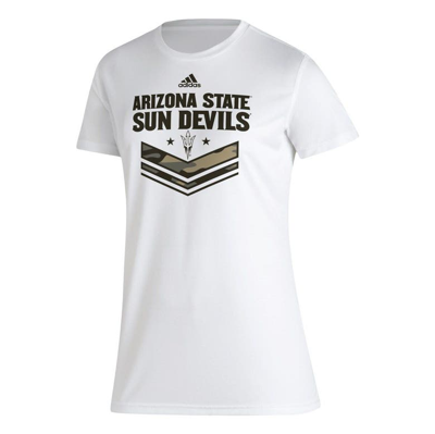Shop Adidas Originals Adidas White Arizona State Sun Devils Military Appreciation Aeroready T-shirt