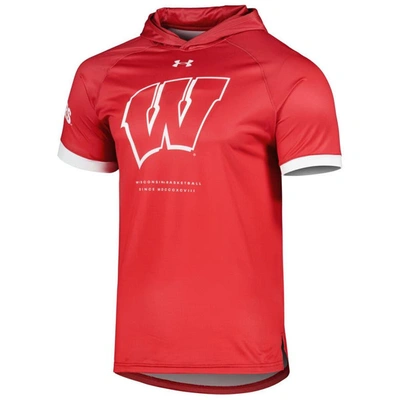 Shop Under Armour Red Wisconsin Badgers On-court Raglan Hoodie T-shirt