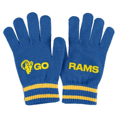 Shop Wear By Erin Andrews Royal Los Angeles Rams Double Jacquard Cuffed Knit Hat With Pom And Gloves Set