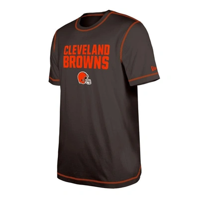 Shop New Era Brown Cleveland Browns Third Down Puff Print T-shirt