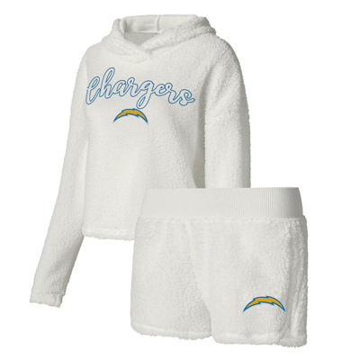 Shop Concepts Sport White Los Angeles Chargers Fluffy Pullover Sweatshirt & Shorts Sleep Set