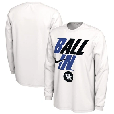 Shop Nike White Kentucky Wildcats Ball In Bench Long Sleeve T-shirt