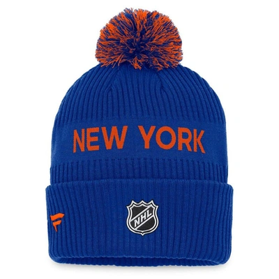 Shop Fanatics Branded Royal/orange New York Islanders 2022 Nhl Draft Authentic Pro Cuffed Knit Hat With P