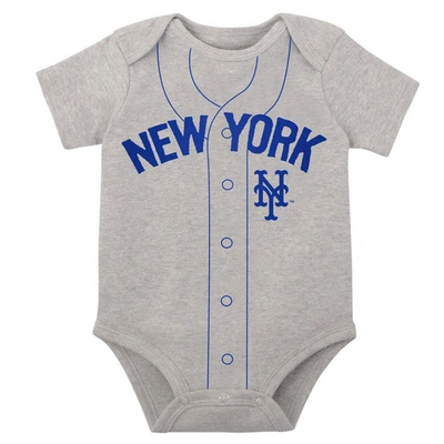 Shop Outerstuff Infant White/heather Gray New York Mets Two-pack Little Slugger Bodysuit Set
