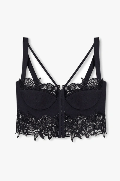 Shop Versace Black Corset Top With Lace In New