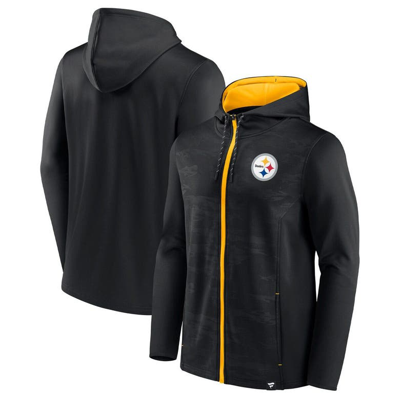 Shop Fanatics Branded Black/gold Pittsburgh Steelers Ball Carrier Full-zip Hoodie