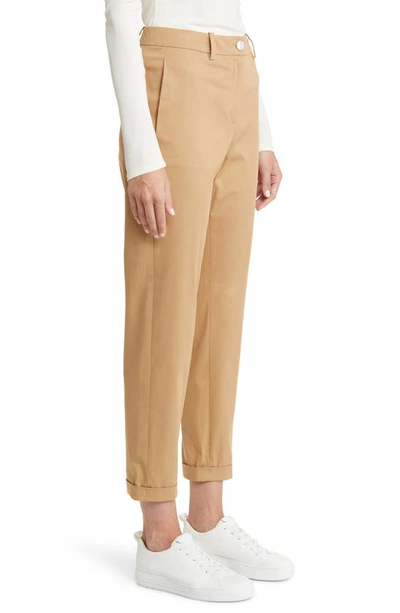 Shop Hugo Boss Tachinoa Stretch Cotton Ankle Pants In Iconic Camel