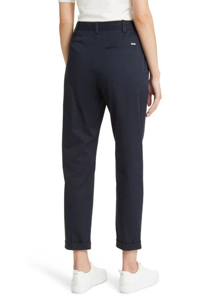 Shop Hugo Boss Boss Tachinoa Stretch Cotton Ankle Pants In Sky Captain