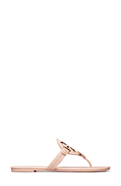 Tory Burch Miller Medallion Patent Leather Flat Thong Sandals In Sea Shell Pink