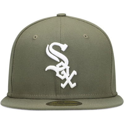 Shop New Era Olive Chicago White Sox White Logo 59fifty Fitted Hat