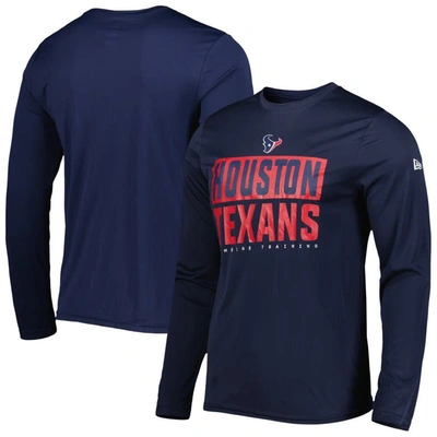 Shop New Era Navy Houston Texans Combine Authentic Offsides Long Sleeve T-shirt