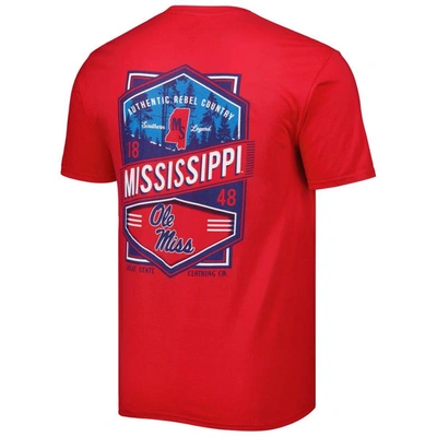 Shop Great State Clothing Red Ole Miss Rebels Double Diamond Crest T-shirt