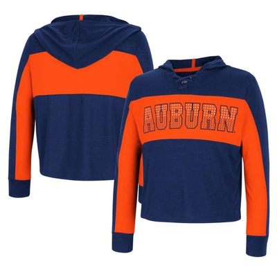 Shop Colosseum Girls Youth  Navy Auburn Tigers Galooks Hoodie Lace-up Long Sleeve T-shirt