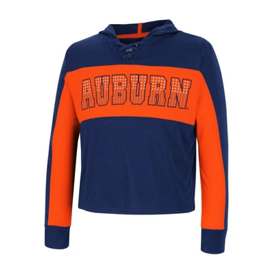Shop Colosseum Girls Youth  Navy Auburn Tigers Galooks Hoodie Lace-up Long Sleeve T-shirt