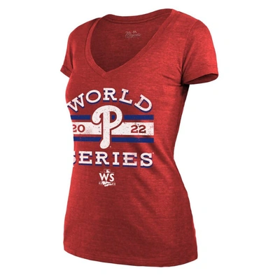 Shop Majestic Threads Red Philadelphia Phillies 2022 World Series Modest V-neck T-shirt