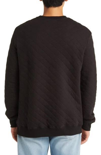 Shop Tentree Quilt Double Knit Crewneck Sweatshirt In Meteorite Black