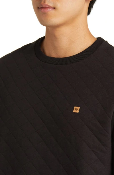 Shop Tentree Quilt Double Knit Crewneck Sweatshirt In Meteorite Black