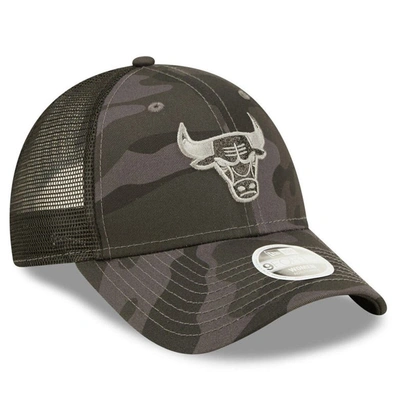 Shop New Era Charcoal Chicago Bulls Camo Glam 9forty Trucker Snapback Hat
