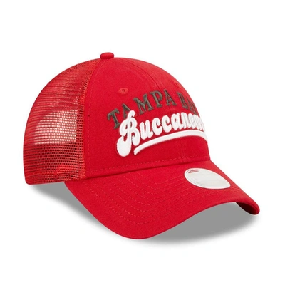Shop New Era Red Tampa Bay Buccaneers Team Trucker 9forty Snapback Hat