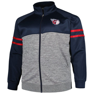 Shop Profile Navy/heather Gray Cleveland Guardians Big & Tall Raglan Full-zip Track Jacket