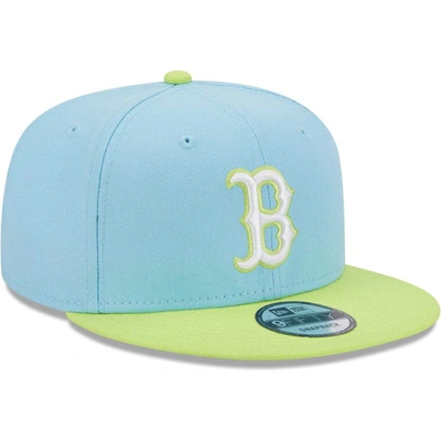 Shop New Era Light Blue/neon Green Boston Red Sox Spring Basic Two-tone 9fifty Snapback Hat