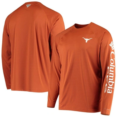 Shop Columbia Texas Orange Texas Longhorns Terminal Tackle Omni-shade Raglan Long Sleeve T-shirt In Burnt Orange