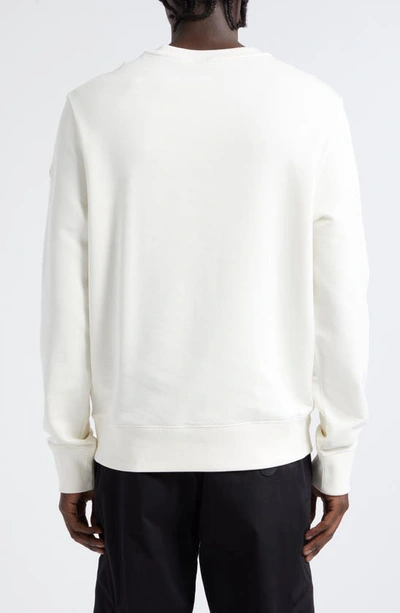 Shop Moncler Hockey Appliqué Cotton Crewneck Sweatshirt In Bright White