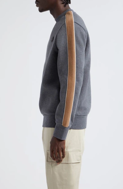 Shop Moncler Stripe Sleeve Crewneck Sweatshirt In Grey